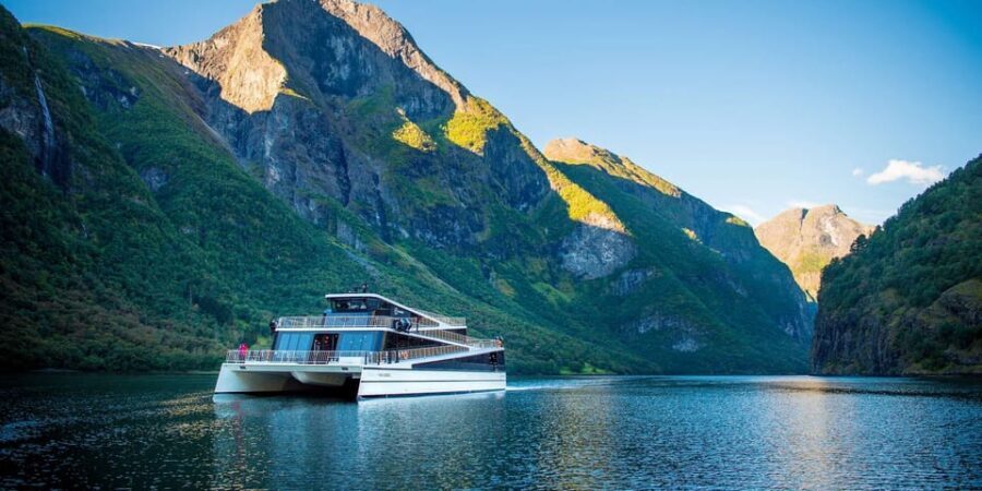 Bergen: Nærøyfjorden, Flåm, and Stegastein Guided Bus Tour - Gudvangen sightseeing: short time, but it breaks up the water day