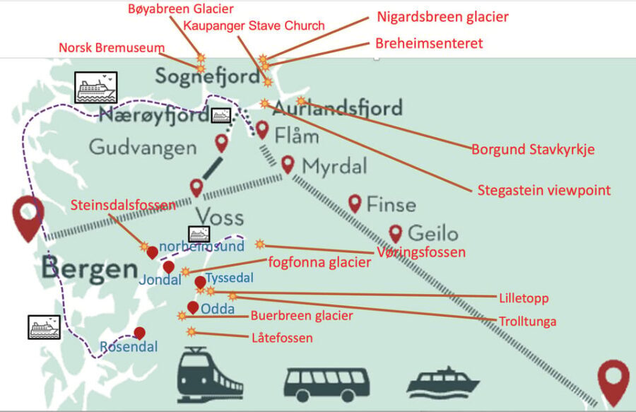 Flåm Flexible Tour with Stegastein, cruise and train include - Gudvangen and the Nærøyfjord Cruise (1.5 Hours)