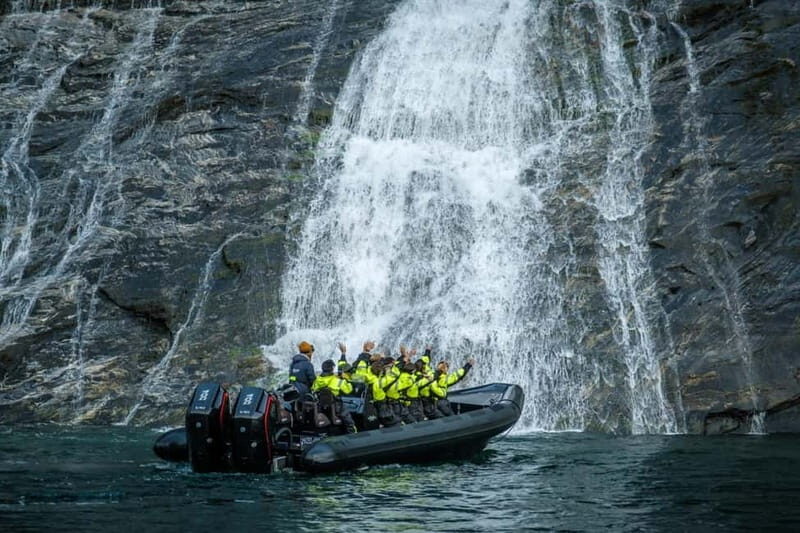 From Hellesylt: Experience Fjordsafari Geirangerfjord on RIB - Skagefla from sea level: seeing farm life where most boats don’t