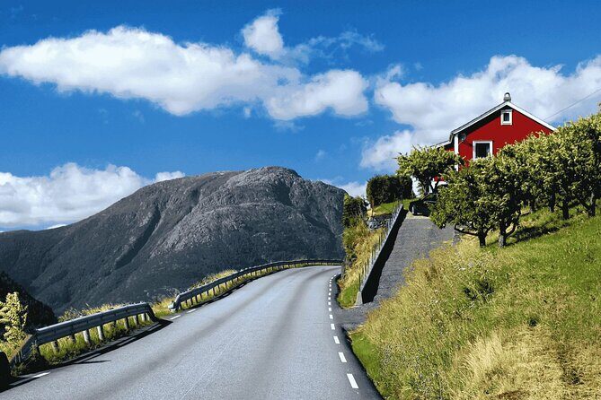 Guided tour to Hardangerfjord with Waterfalls and Ferry Crossing - Orchard country on road 550: driving scenery with a purpose