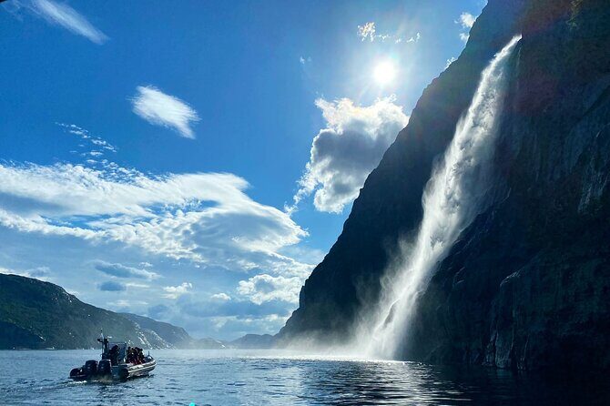 Lysefjorden & Pulpit Rock RIB-Safari from Stavanger - Stop 3: Hengjanefossen (Whisky Falls) at the base level