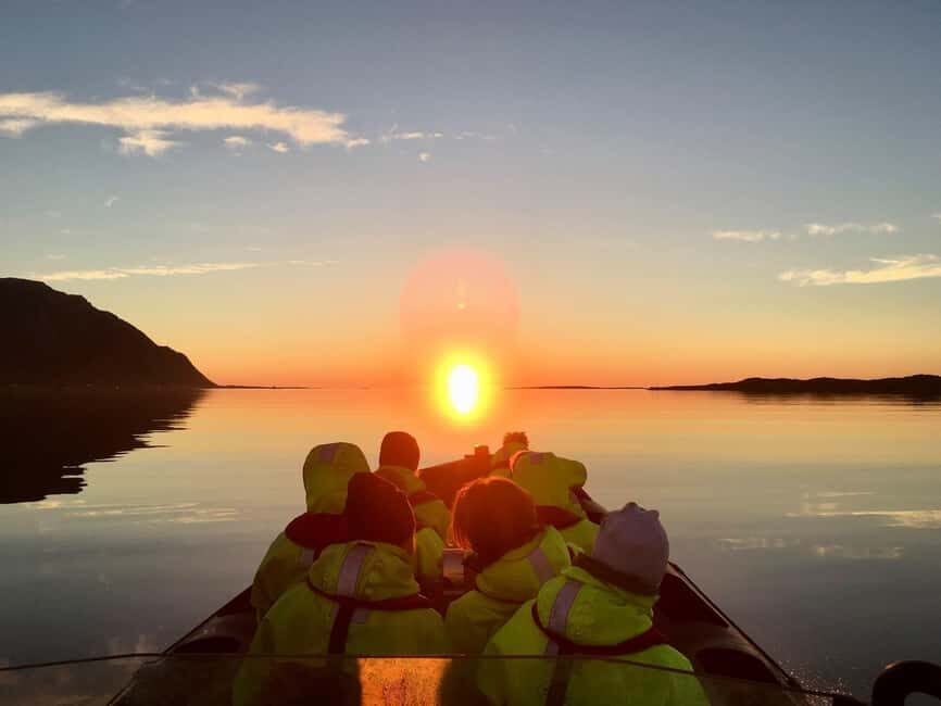 Midnight sun safari - RIB boat ride through narrow straits toward open ocean