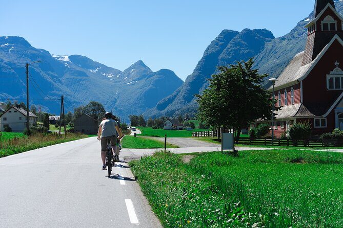 Olden: Fjord e-bike tour - Olden Old Church (1759): Passing a Landmark on Two Wheels
