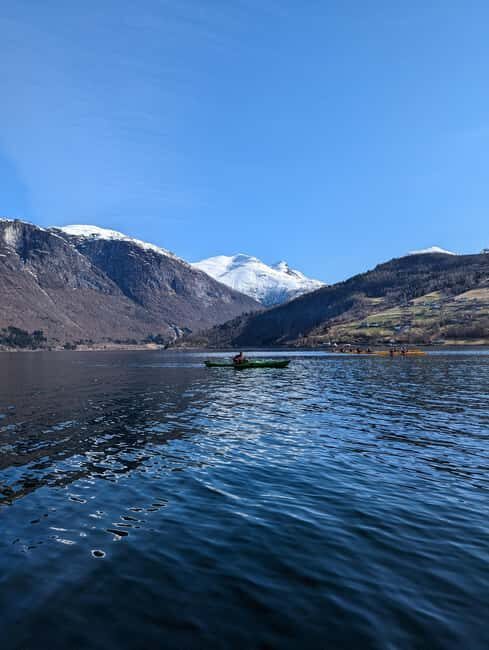 Olden: Fjord Kayaking + Drysuit & Safety Boat - Two hours on Nordfjord: meltwater color and mountain views