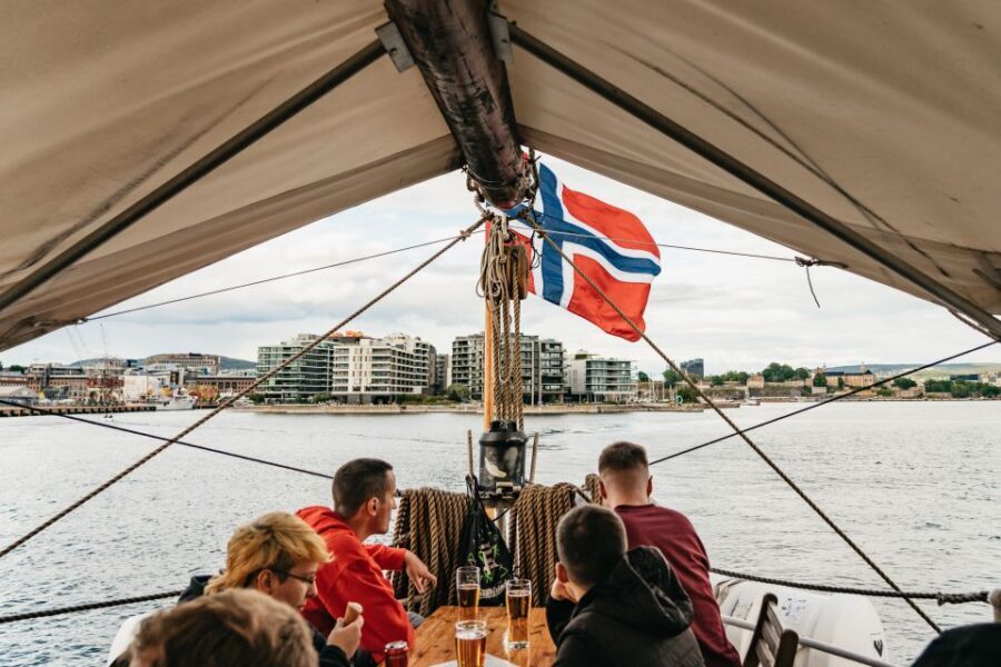 Oslo: Fjord Evening Cruise with Shrimp Buffet - Oslofjord at dusk from a restored wooden sailing ship