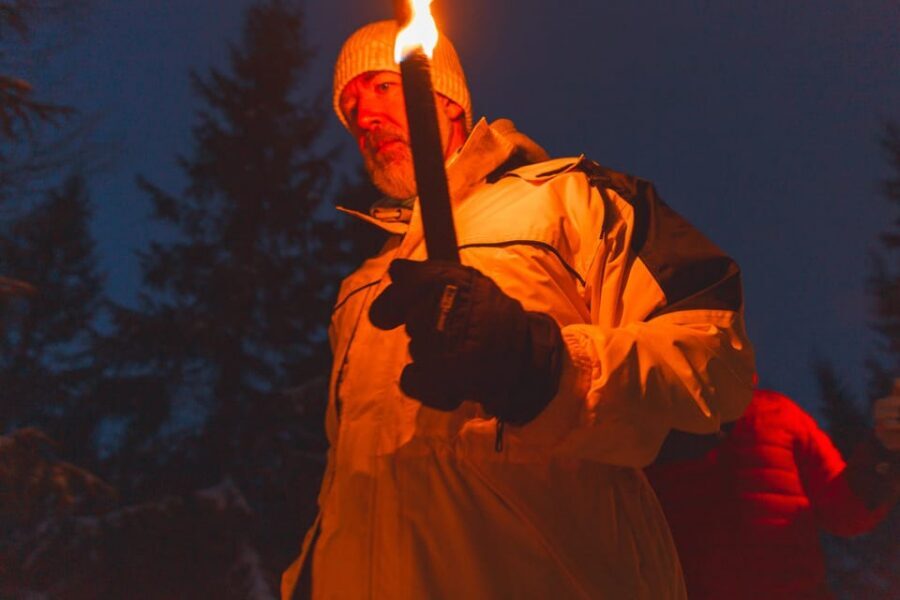 Oslo: Snowy Forest Torchlight Walk with Campfire - Frognerseteren safety briefing: the part that makes the torch walk work