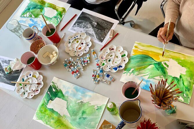 Paint Norwegian landscape with watercolor in Bergen - The Teaching Style: Practice, Then Your Own Norwegian Scenery