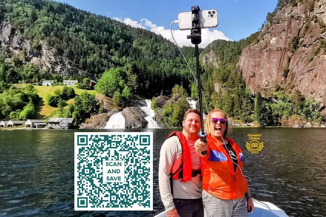 Private Cruise: Mostraumen by Zodiac or Lux Pontoon Boat - Hesjedalsfossen from the sea: a twin waterfall with serious sound