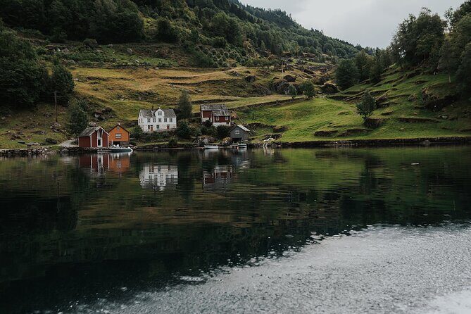 Scenic Hardangerfjord & Fyksesund RIB adventure from Norheimsund - Botnen village at the fjord end: a calm finish after the speed