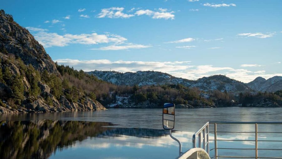 Stavanger: Electric Fjord Cruise to Lysefjord & Preikestolen - Hengjanefossen waterfall: the part you feel, not just see