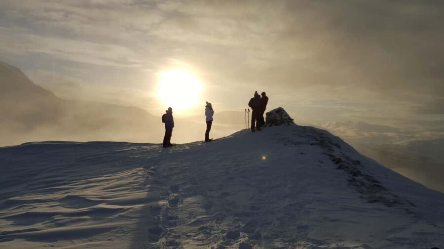 Tromsø: Guided snowshoe hill hike - Summit break with hot drink and lefse (and what to do if views fade)